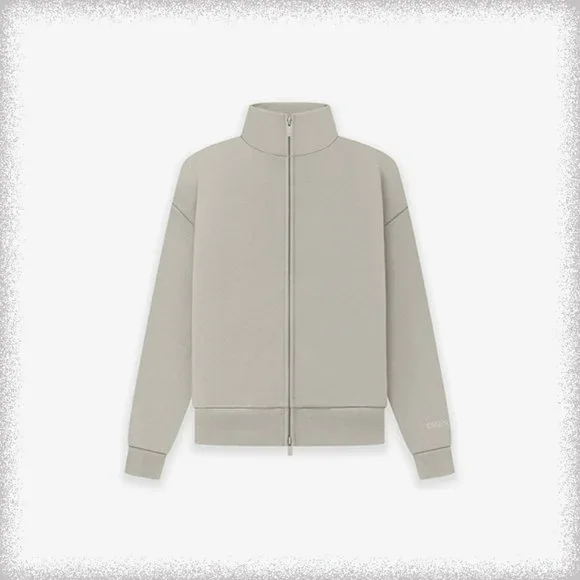 Fear Of God Essentials Zipped Stand Collar Fleece Sweatshirt Jacket Gray - Picture 4 of 4